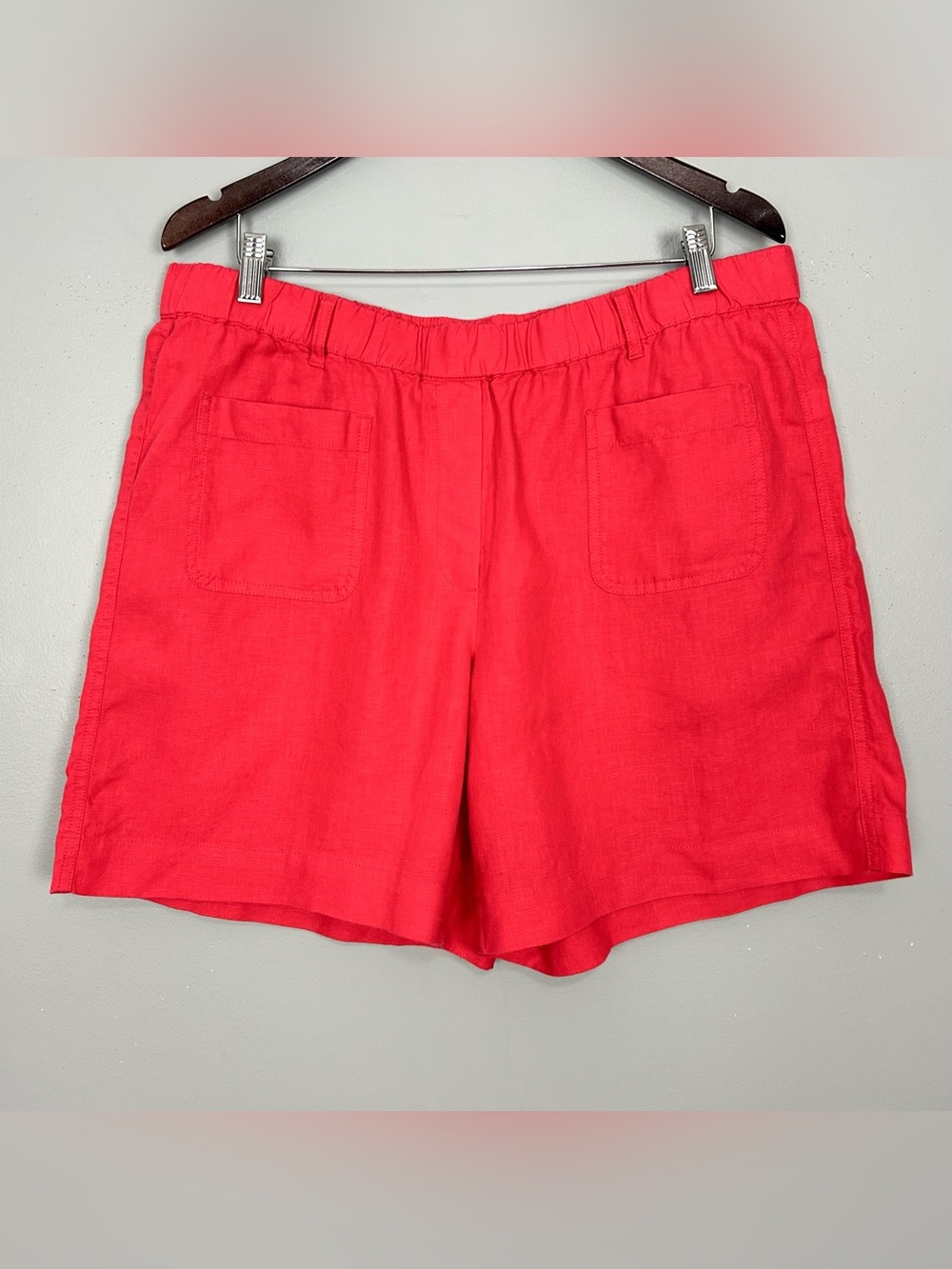 J. Jill High Waist Womens Shorts in Bright Coral Red